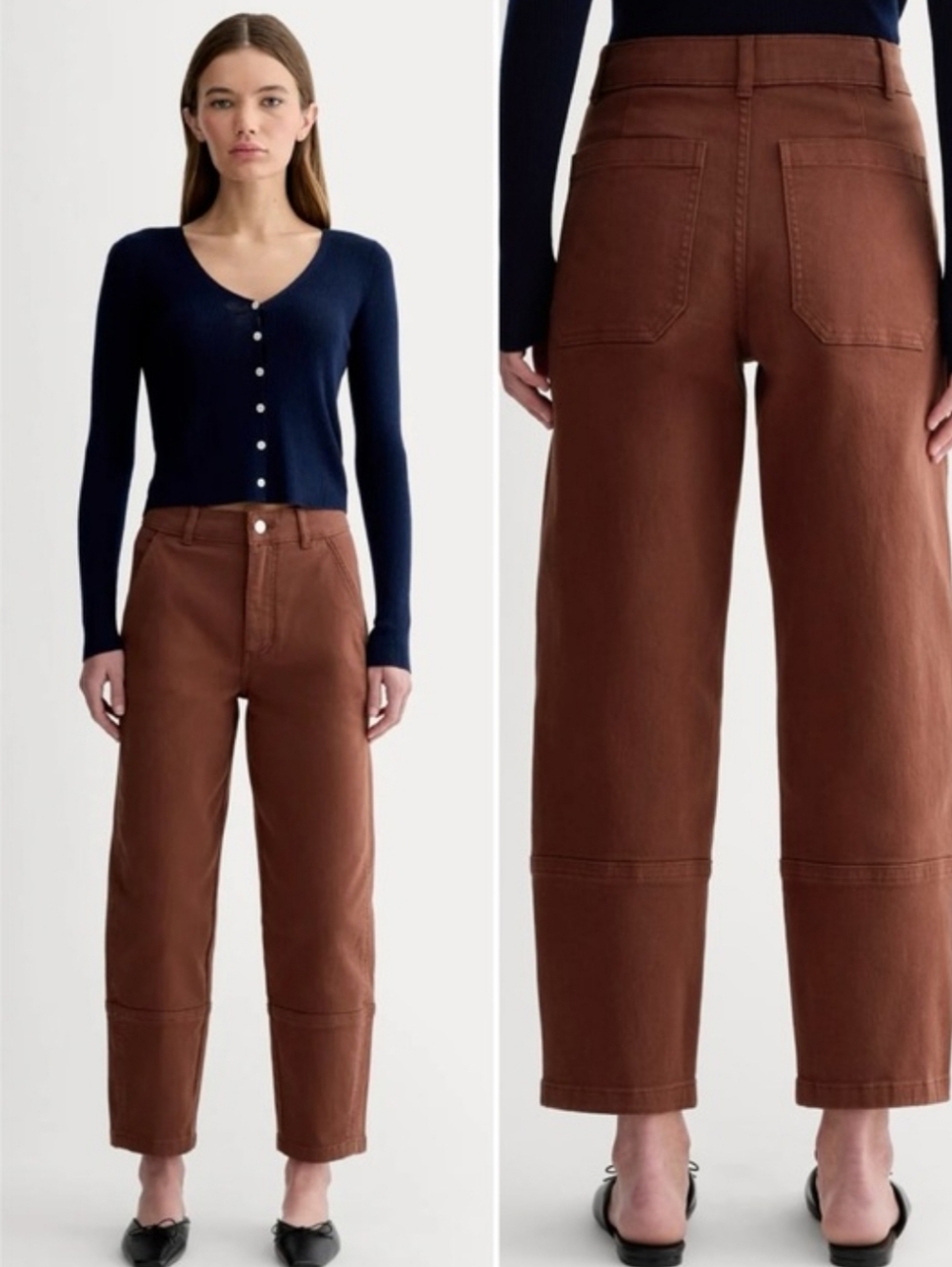Everlane Utility Barrel Balloon Cocoa Brown Minimalist Chino Pants Size 8